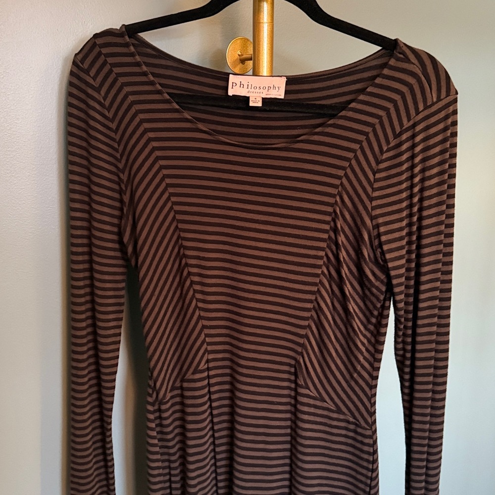 Philosophy Dark Olive and Black Striped Dress